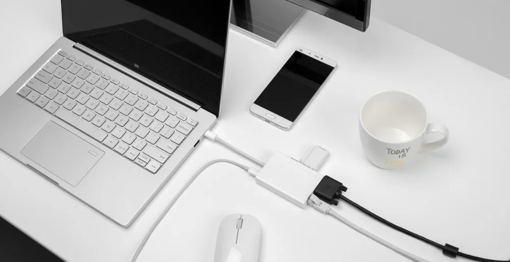 Xiaomi USB 3,0 type C USB-C VGA конвертер Ethernet адаптер Реверсивный для Macbook Xiaomi Ноутбук 13,3 PD3.0 зарядное устройство