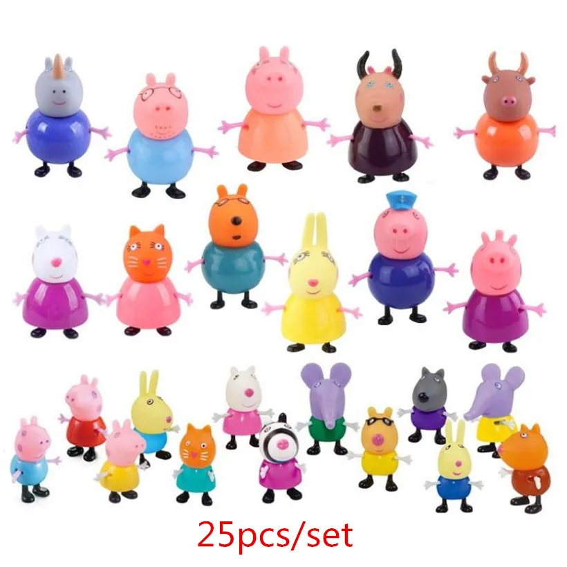 

Many Styles Original Peppa Pig George Guinea Family Pack Dad Mom Action Figure Model Pelucia Toys For Children Gifts