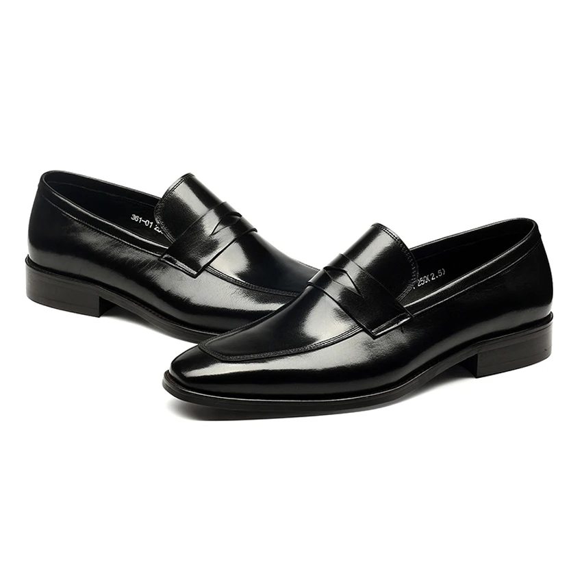 Мужские лоферы из натуральной кожи без застежки с круглым носком|slip on|slip on flatsslip