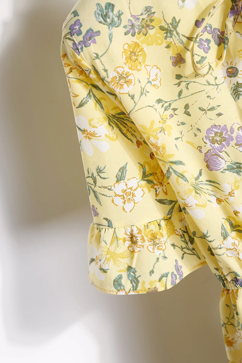 2018送料無料新ファッション花柄シフォンサマードレス甘い薄いスリム女性のワークウェアプリントドレスカジュアルかわいいホット