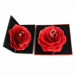 3D Pop Up Rose Flower Ring Box Свадебные обручальные кольца подарочные коробки для ювелирных изделий дисплей держатель Чехол подарок ко Дню Святого