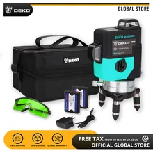 DEKO LL12-HVG, 12 линий, 360 градусов, вращающийся 3D зеленый лазерный уровень, наклон, косая линия, доступен автоматический лазерный уровень, зеленая поперечная линия
