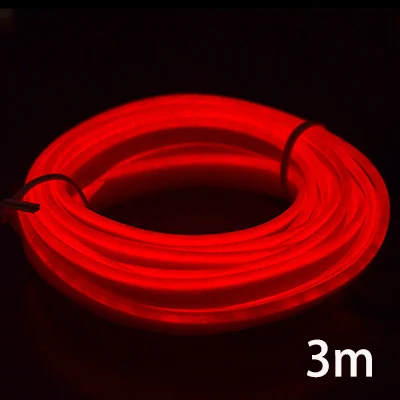 Автомобильный неоновый EL провод драйвер холодные лампы авто холодный светильник s Гибкая полоса лампа для интерьера 12 В EL провод инвертор Авто атмосферный светильник - Испускаемый цвет: Red-3m