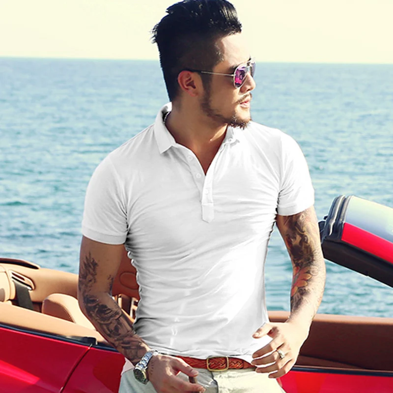 

New Men Bamboo Cotton Short Sleeve shirt Polo Men Solid Color High Quality Summer Casual Polo Shirts Men Fashion New Polo