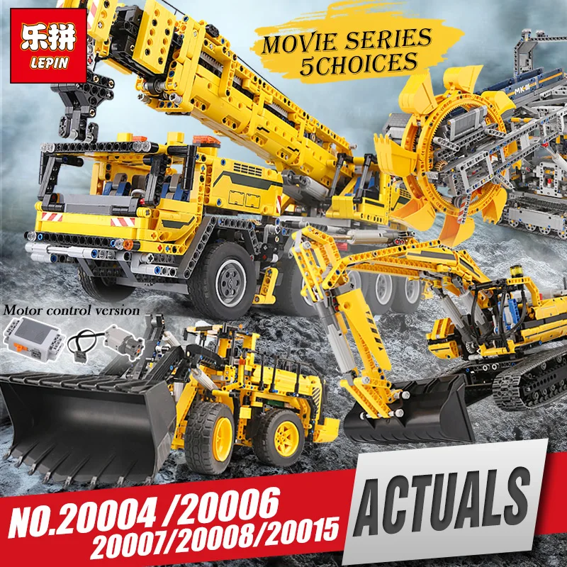 

DHL LEPIN 20004 20006 20007 20008 20015 Technic series excavator Model Building Kit Blocks Brick Compatible Legoinglys 8043 toys