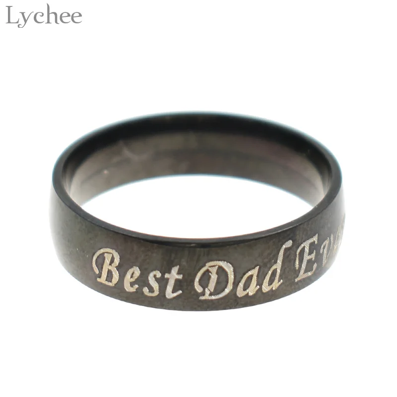 

Lychee Trendy Stainless Steel Best Dad Ever Rings Unisex Black Rings Fashion Women Men Rings Jewelry Accessories