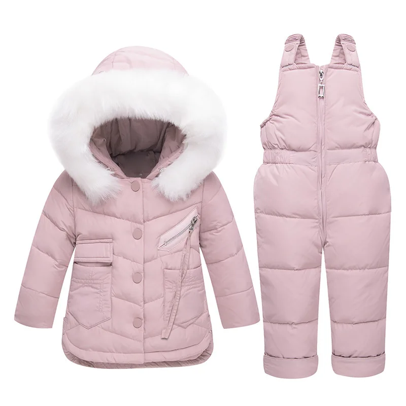 

Winter children Clothing Set Baby Down Jacket for Girls Boys Coat + Overalls Warm Kids Snowsuit Clothes Thick Ski Snow Suit