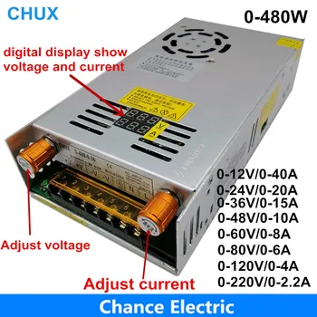 480W Adjustable Switching power supply with Digital display power supply for LED DC 12V 5V 24V 36V 48V 60V 80V 120V 160v 220V