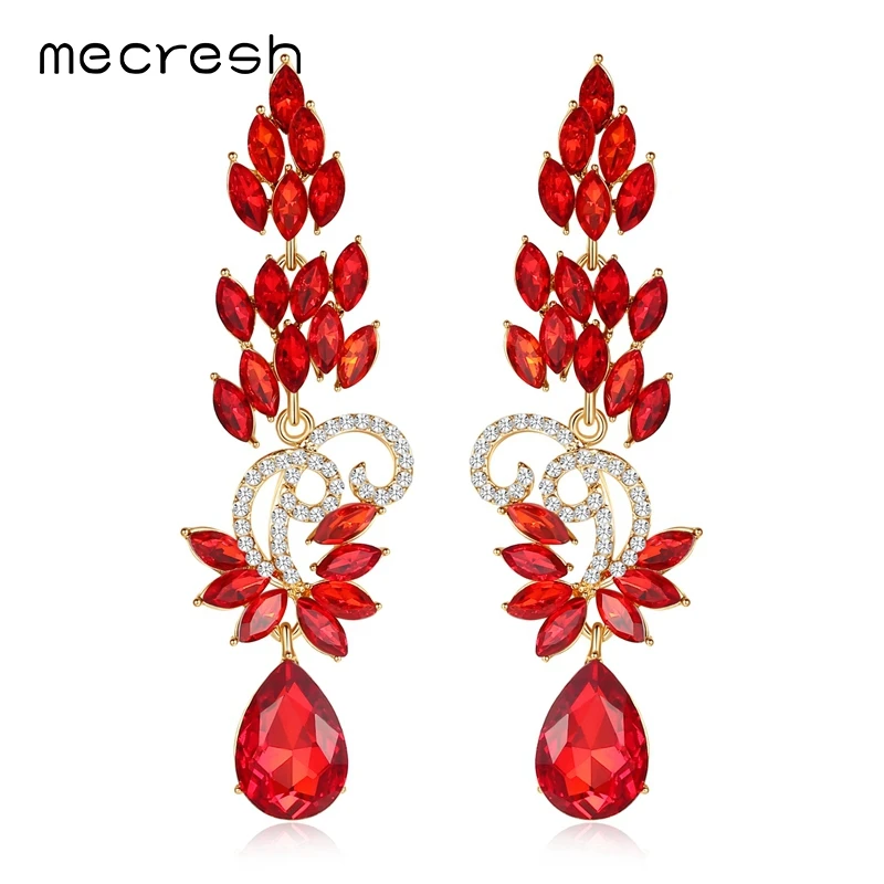 

Mecresh Statement Crystal Long Drop Earrings For Women Korean Leaf Branch Rhinestone Christmas Earrings Fashion Jewelry MEH1208