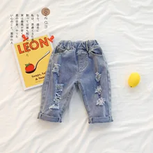 Baby Girl Boy Hole Jeans Denim Pant Kids Toddler Spring Autumn Cool Fashion Pants Children Trouses Clothes
