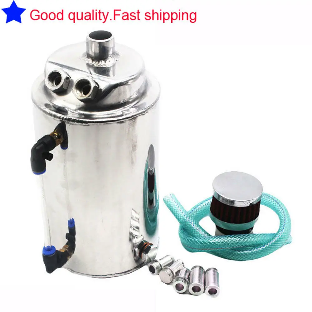 Universal Cylinder Aluminum Engine Oil Catch Reservoir Breather Tank//Can W//Filter