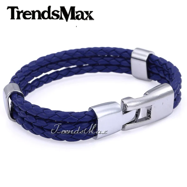 Trendsmax Wo мужской s мужской кожаный браслет ювелирные изделия 3 нити Веревка Цепь кожаные браслеты для мужчин Подарки 12 мм KLBM40