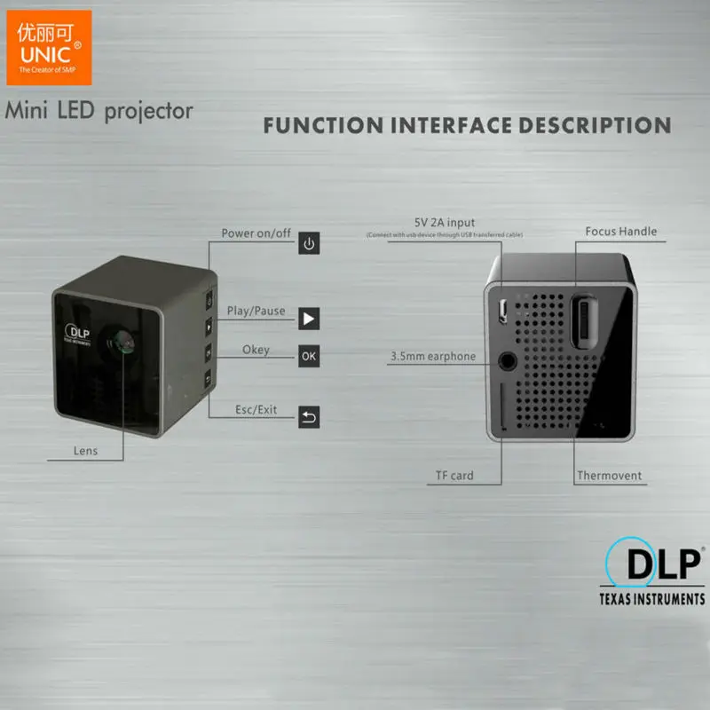 UNIC P1+Wifi Mini Projector Wifi Built-in Battery with TF slot 3.5mm Earphone Home Theater Cinema Pico Portable video beamer UNIC P1+Wifi Mini Projector Wifi Built-in Battery with TF slot 3.5mm Earphone Home Theater Cinema Pico Portable video beamer