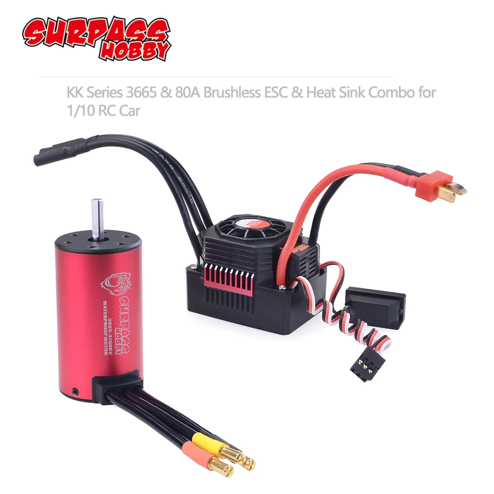 

SURPASSHOBBY KK Waterproof Combo 3665 1550KV 1800KV 2000KV 2300KV 2900KV 3500KV Brushless Motor w/ 80A ESC for RC 1/10 GTR/Lexus