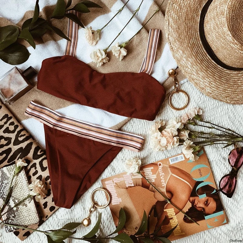 High Quality 2018 Pink Bikinis Women Low Waist Brazilian Padded Bikinis