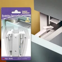 4 шт., Детская безопасность, защита детей, невидимый замок с защелкой, детский безопасный замок, замок для ящика, замок двери шкафа для младенцев