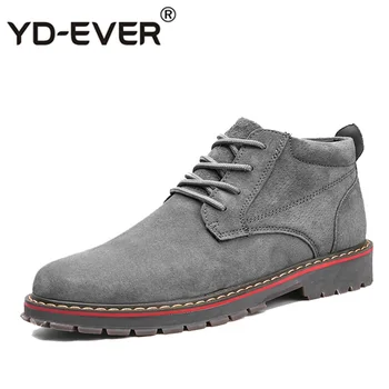 

YD-EVER Brand Faux Suede Leather Men's Boots Men Business Casual leather Shoes Autumn Winter Fashion Oxford Shoes For Men