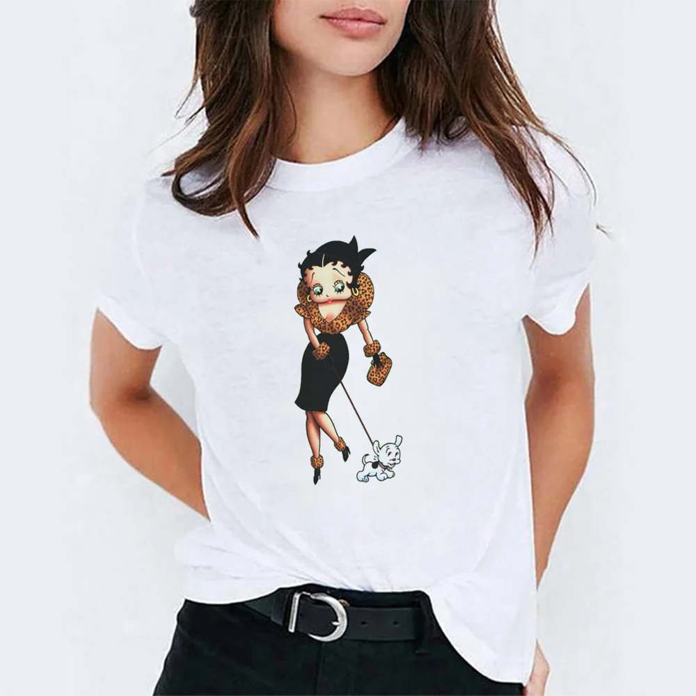 Женская летняя футболка Betty boop, модная женская футболка tumblr из хлопка с коротким рукавом, подарок для вашей девушки, vogue femme - Цвет: WH