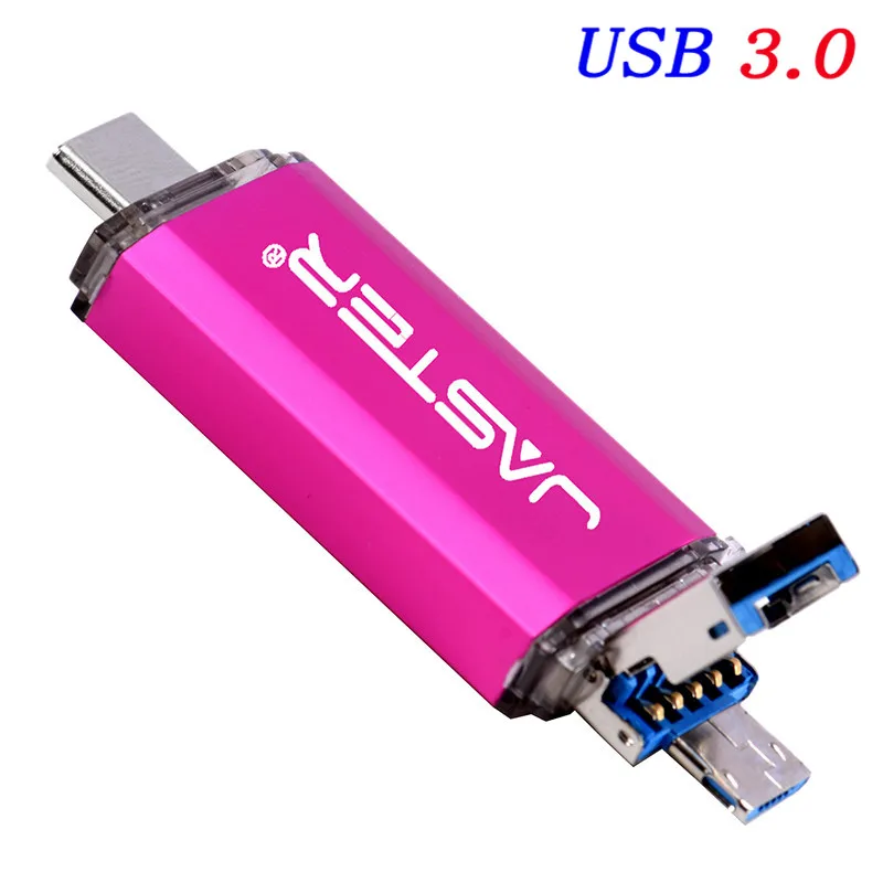 JASTER usb3.0 3 в 1 цветной OTG USB флеш-накопитель 16 ГБ 32 ГБ Флешка 4 Гб 6 ГБ 64 Гб U диск USB флеш-накопитель для ПК/телефона Android - Цвет: Pink
