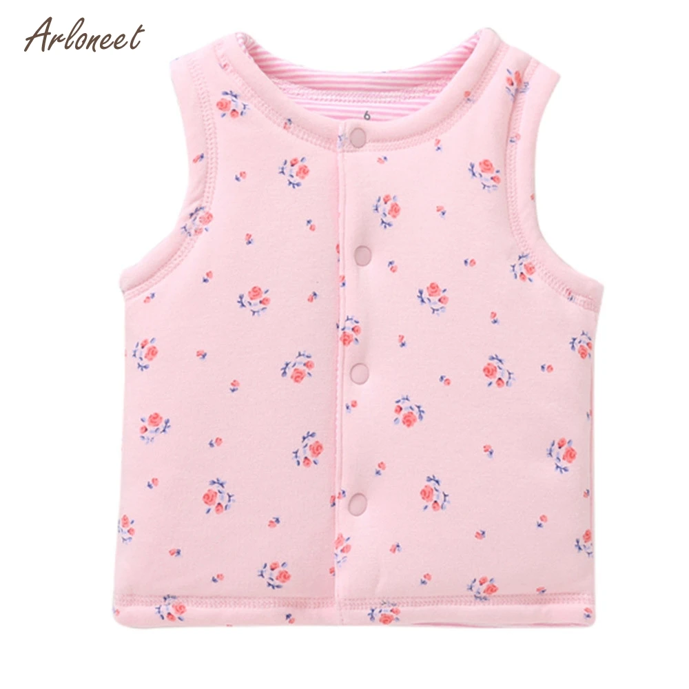 ARLONEECartoon Cute Print Children's Vests Baby Seeveless Outerwear Jackets Cotton Warm Kids
