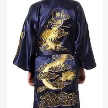 1 шт./лот,, корейский стиль, мужская повседневная Летняя атласная пижама с принтом, халат для мужчин, китайский Мужской Атласный шелковый халат с драконом