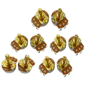 

10Pcs Guitar Full Size Pots L18Mm Shaft Audio Volume Taper Potentiometers For Electric Guitar Bass Parts