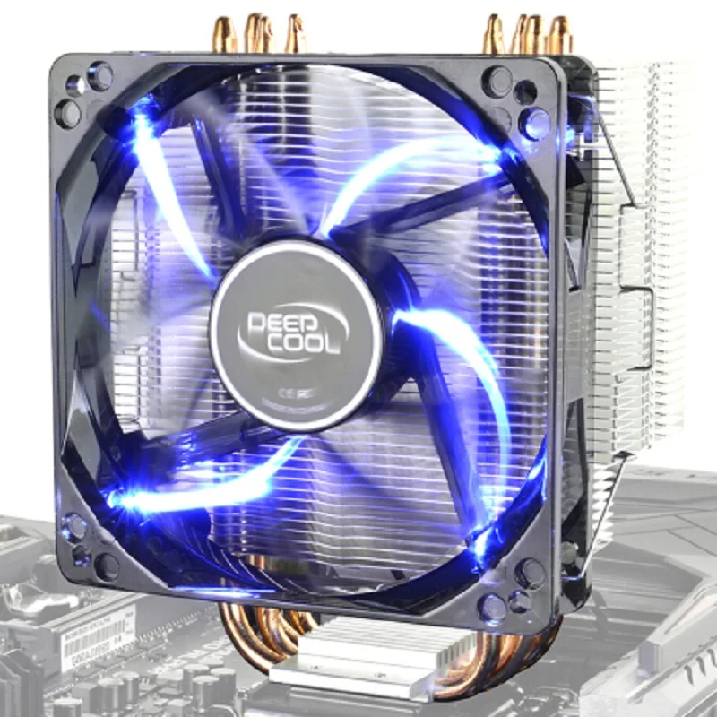 Кулер для процессора Deepcool 4 медные тепловые трубки для Intel 775 115X AMD AM3 AM4 cpu Радиатор 12 см светодиодный Blu-Ray Вентилятор охлаждения процессора ПК тихий