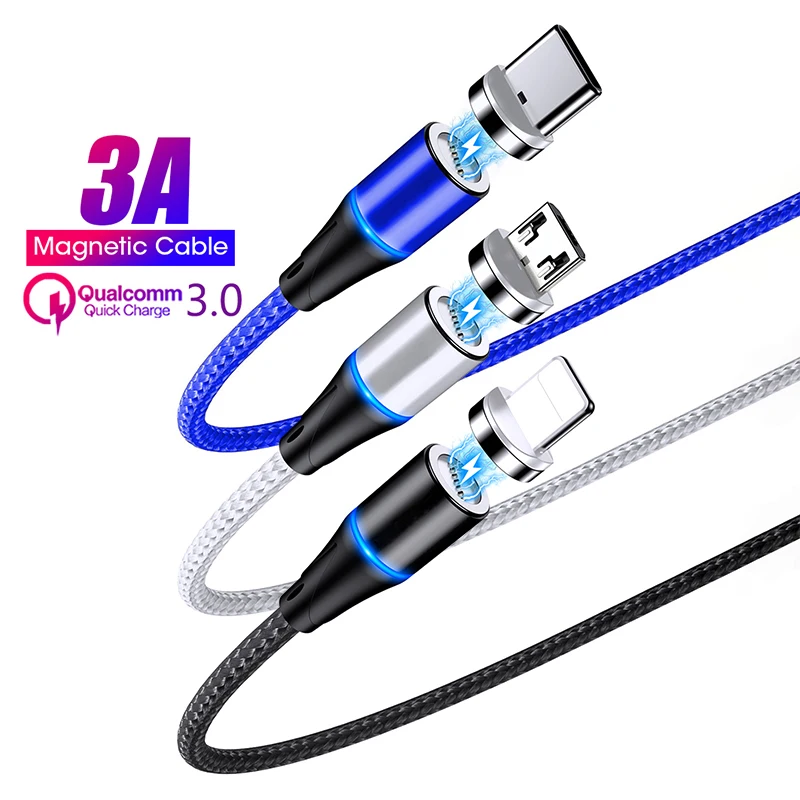 

Magnetic Cable Micro USB Type C For iPhone Lighting Cables 3A Fast Charging Wire Type-C USBC Magnet Charger 1M Mobile Phone Cord