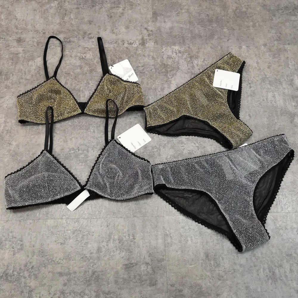 Wriufred Comfortable Bra Sets Temptation Wild Triangle Cup Underwear Gold  Sliver Ultra thin Sexy Lingerie Sets - AliExpress 200574005