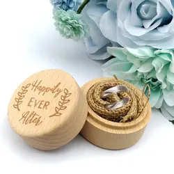 Персонализированная Свадебная деревянная коробочка для колец Держатель для носителя колец коробки деревенское письмо экологически