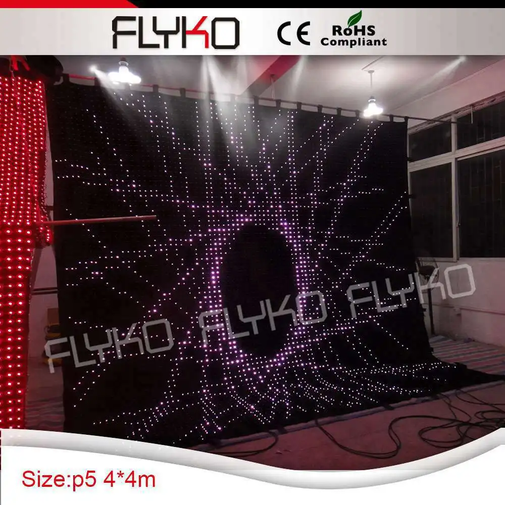 

P5 4X4m better supplier best selling stage full color video curtain led church decoration