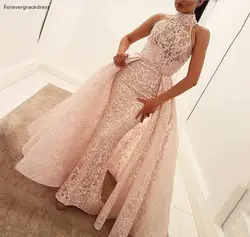 2019 длинное вечернее платье без рукавов, новейшее розовое кружевное вечернее праздничное платье, вечерние платья на выпускной