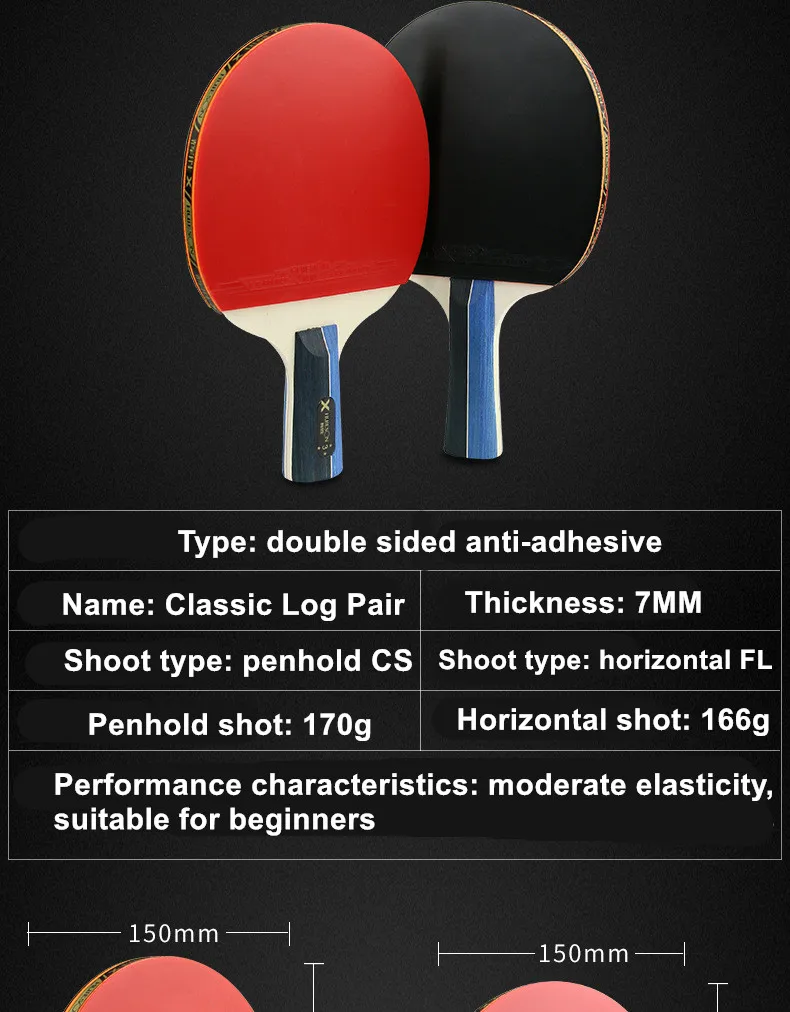 2 шт./компл. ракетки для настольного тенниса ракетка для пинг-понга длинная/короткая ручка Двусторонняя настольная комплект теннисных