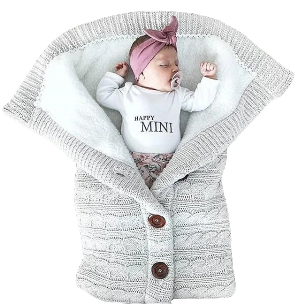 Petyoung Newborn Baby Swaddle Blanket Multifunction Stroller Wrap Sleeping Mat Thick Warm Sleeping Bag for Baby Boys Girls 0-12 Months