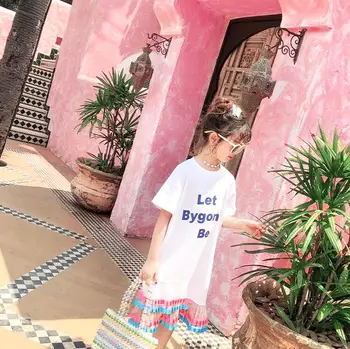 

2019 wholesale girls patchwork dress cotton fashion summer girls dresses 4-9t B911
