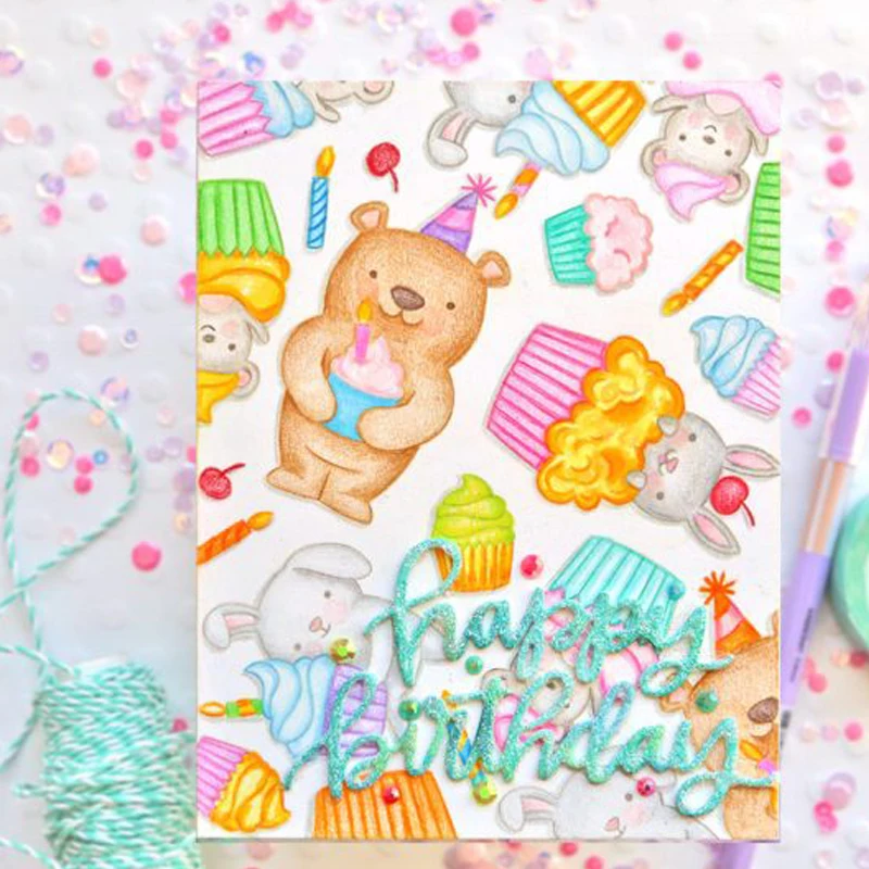 

Happy Birthday Word Phrases Metal Cutting Dies Stencil Scrapbook Album Embossing For Gift Card Making Handcrafts New Arrivals