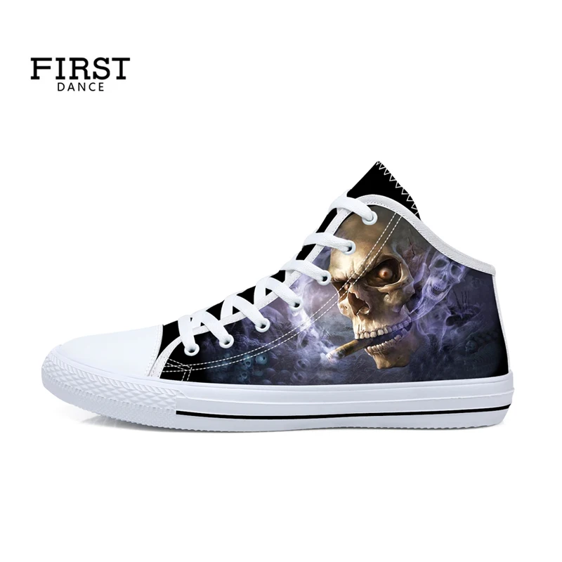 

Custom Women Casual Flats Lightweight Mid Top Canvas Shoes Skull Printed Mix Color Big Size Zapatos Personalizados Girl Skate