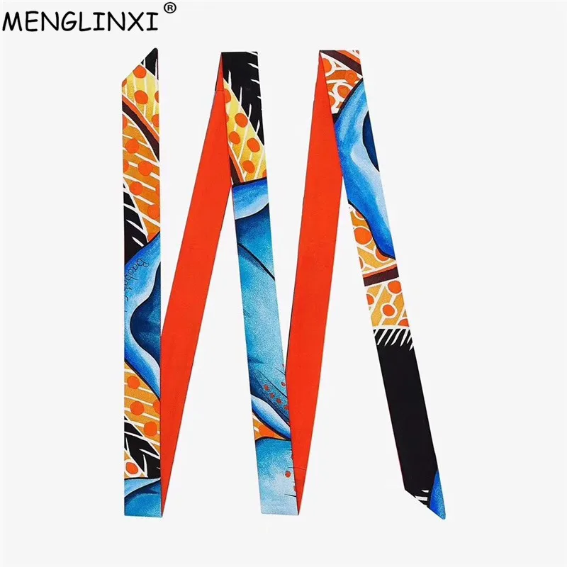 

200cm Multifunctional Luxury Brand Silk Scarf Skinny Scarf Women Bag Ribbons Female Belt Fashion Head Scarves For Ladies