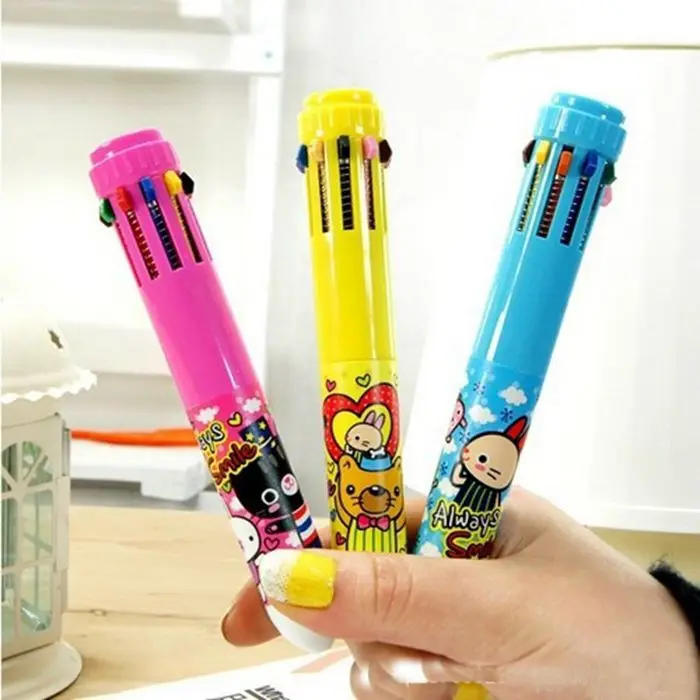 4pcs-per-lot-Cute-kawaii-lovely-cartoon-10-colour-Ballpoint-Pen-with-Multi-Color-Pen-Student