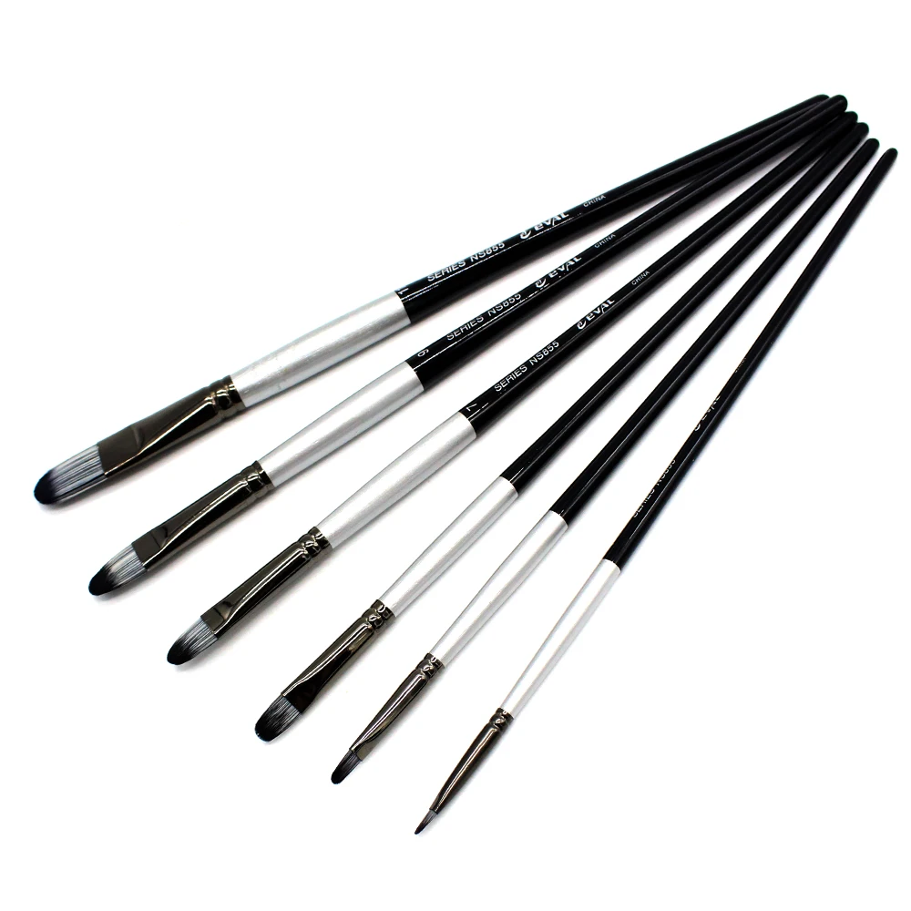 6PCS Filbert Nylon Hair Oil Acrylic Artist Painting Brush Set For
