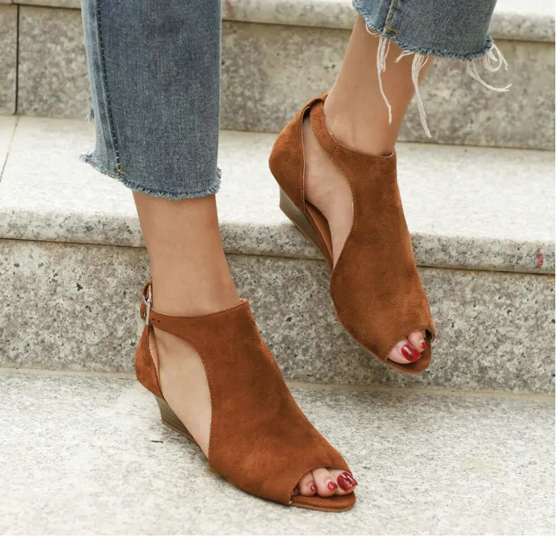 Women's Boots' Women Slip-On Fashion Ankle Summer Boots Women Plus Size High Heels Wedge Ankle Boots For Womens Winter Boot (9)