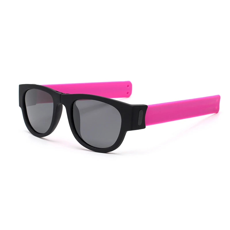 Мини Складные солнцезащитные очки для женщин и мужчин крутые трендовые уличные спортивные шлепки солнцезащитные очки UV400 Черный Браслет Oculos - Цвет линз: pink