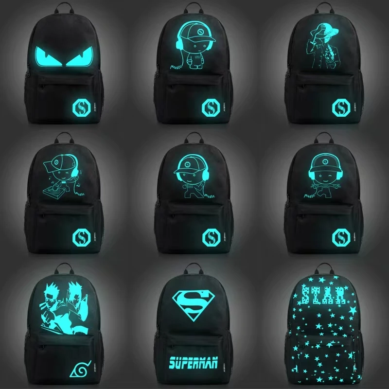 Online Mochila de moda para estudiantes luz nocturna animación escolar para niños y niñas bolsa de carga de ordenador por USB antirrobo mochila para ordenador portátil