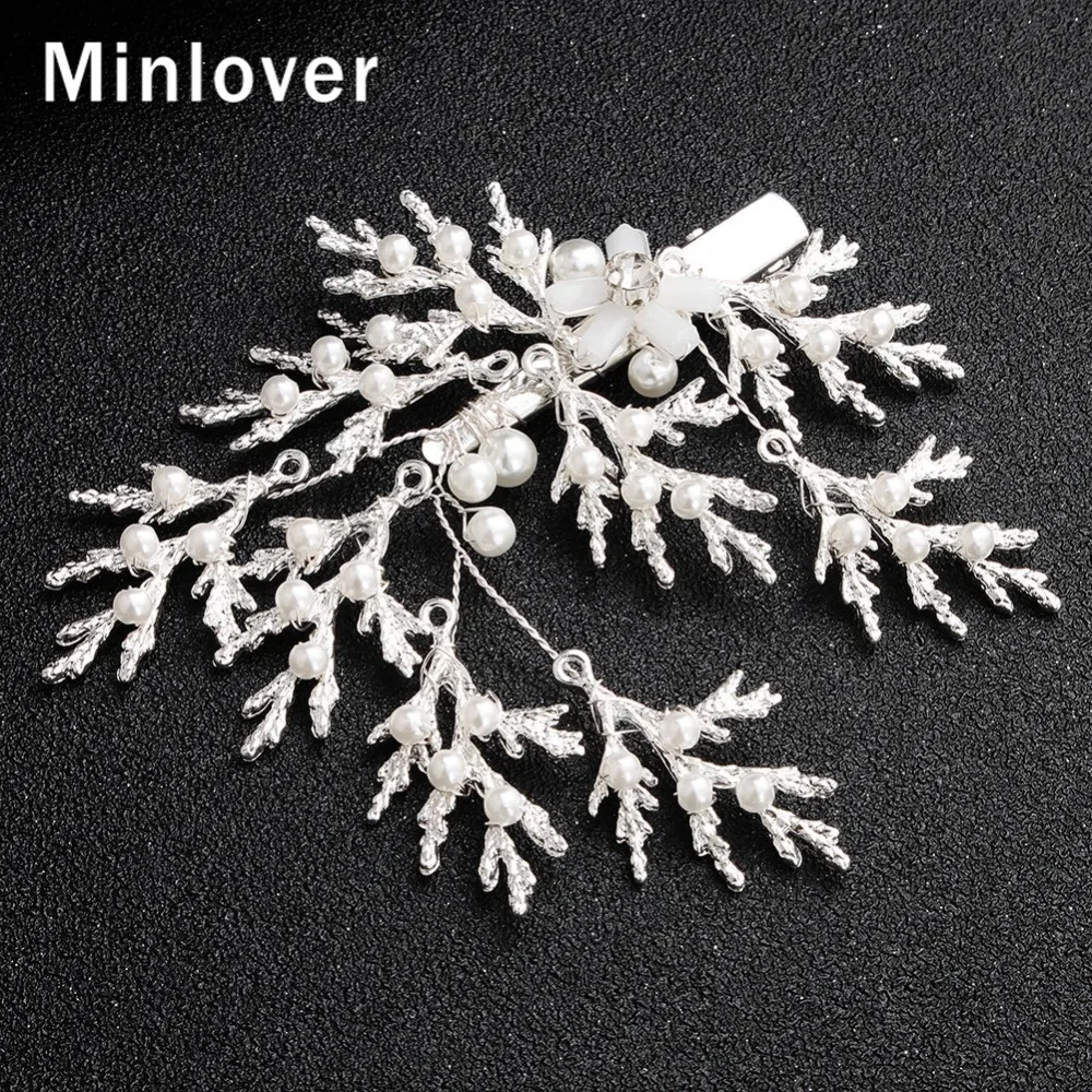 Minlover Европейский шпильки с жемчужными Для женщин Хрустальная Снежинка шпильки для волос для невесты зажим «утиный клюв» Свадебные аксессуары для волос TS096