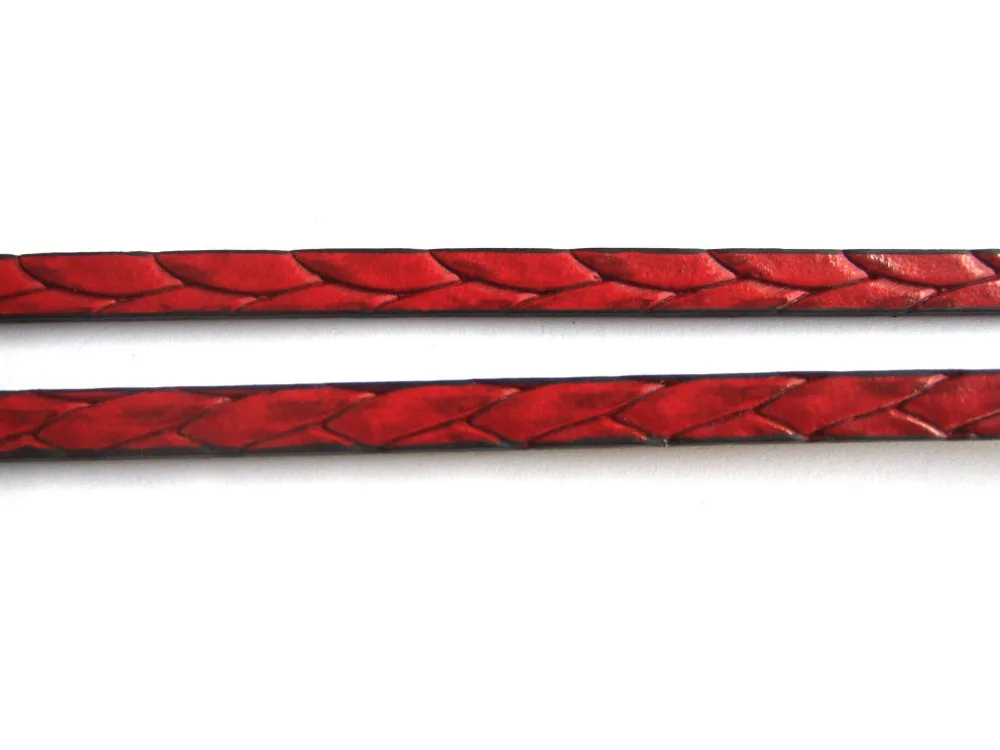 Красный плоский шнурок из искусственной кожи 1 метр 5x2 мм|bracelet making|pu leather cordmake cord