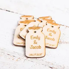 Mason Jar свадебной, персонализированные, за исключением даты, деревянная бирка, уютно, пользовательские выгравированы, вечерние пользу с магнитом, имена и D