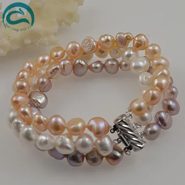 

Unique Pearls jewellery Store Natural Color White Pink Purple Freshwater Pearl Bracelet Fashion Lady's Wedding Party Gift