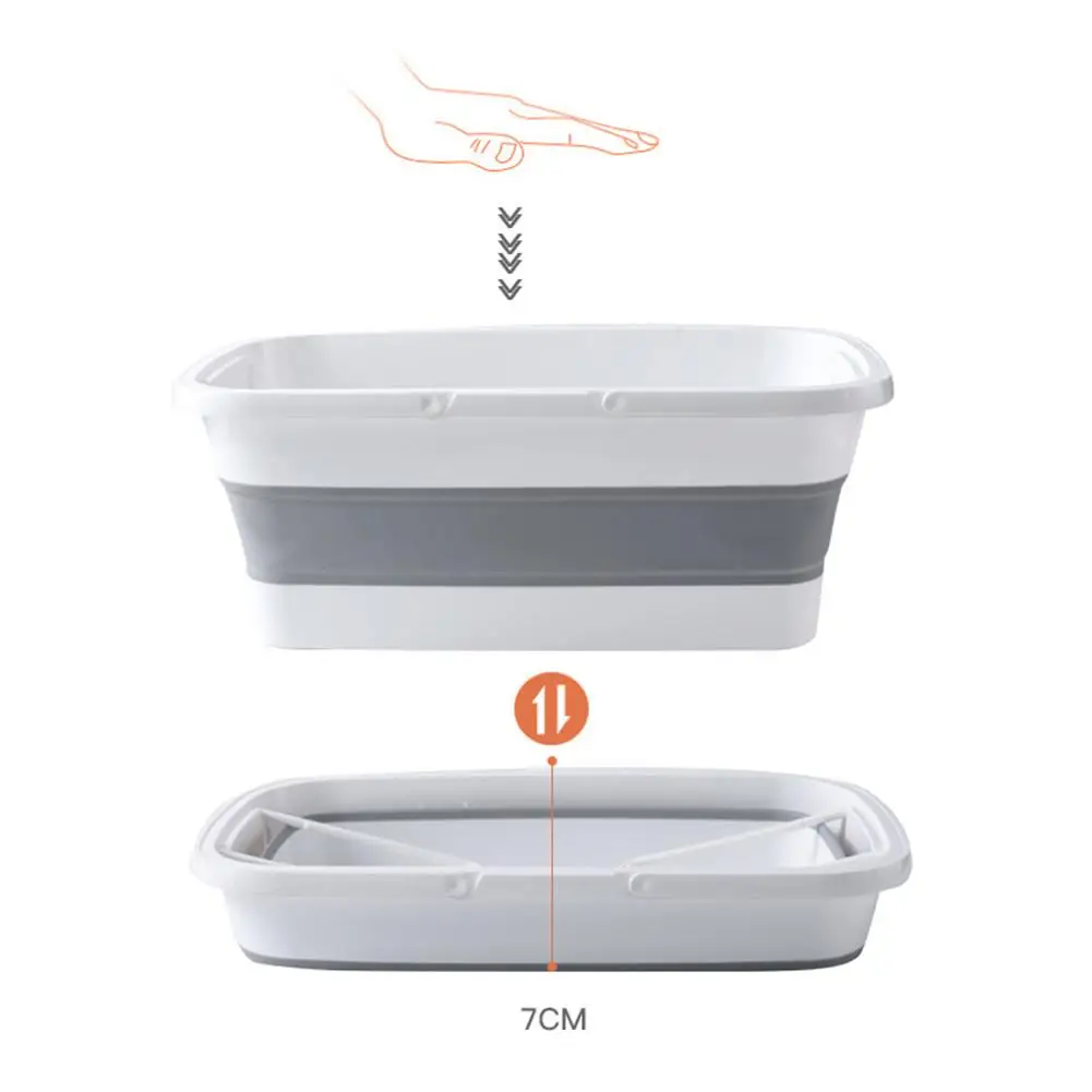 Plegable Cubo de fregona plegable portátil lavabo Dishpan con mango para Camping pesca Plegable Cubo de fregona plegable portátil lavabo Dishpan con mango para Camping pesca