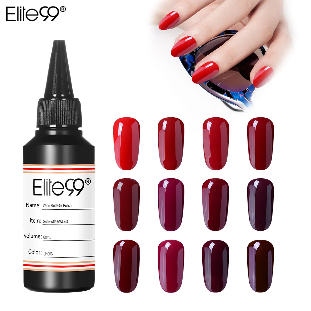 Elite99 60ml Wine Red Color Nail Art Design Manicure Gel For Soak Off Enamel Polish UV Lacquer Varnish | Красота и здоровье