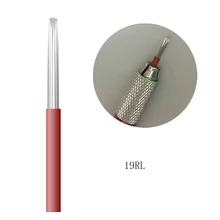 100 Шт. 19 Pin Круглый Затенения Иглы Красный Цвет Microblading Губы Брови Татуировки Круглого Лезвия